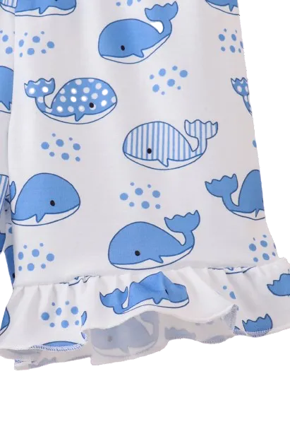 Whale Ruffle Shorts Set