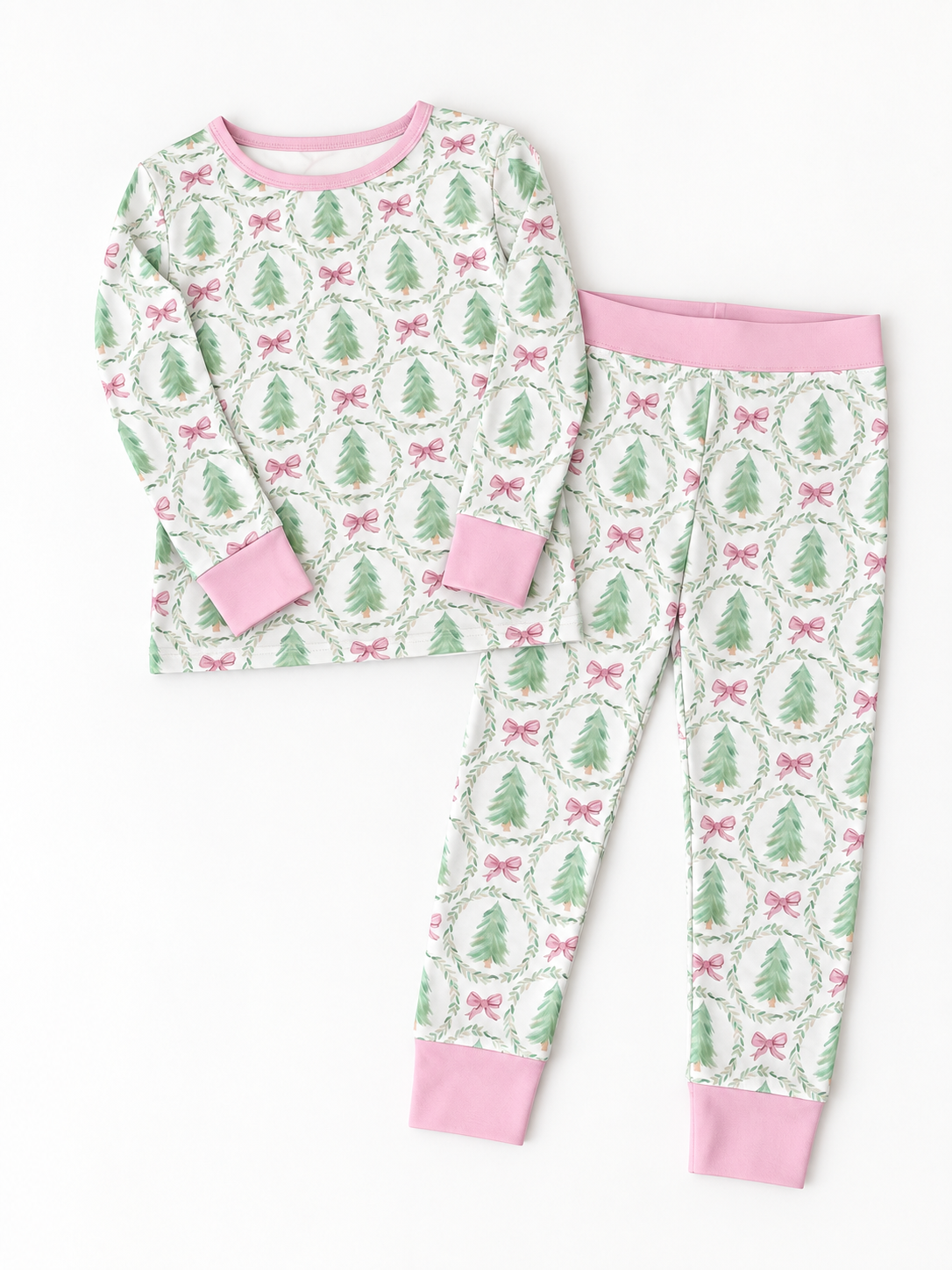 Pink Christmas Tree Bamboo Pajama Set
