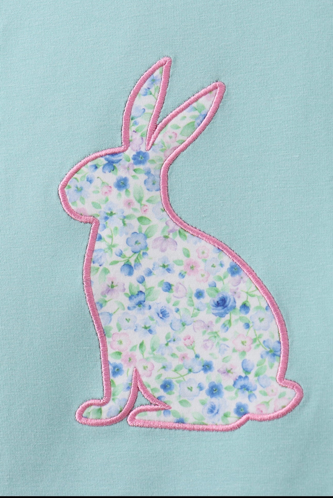 Floral Bunny Apliqué Mint Dress