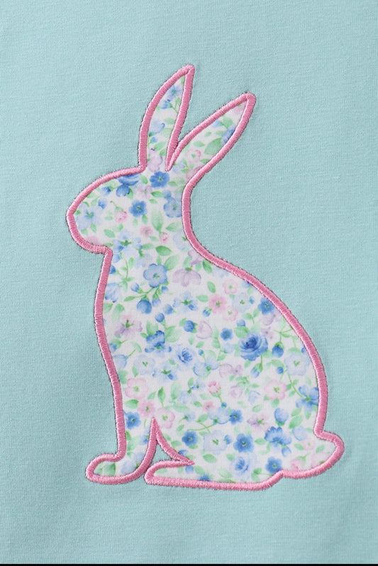 Floral Bunny Apliqué Mint Dress