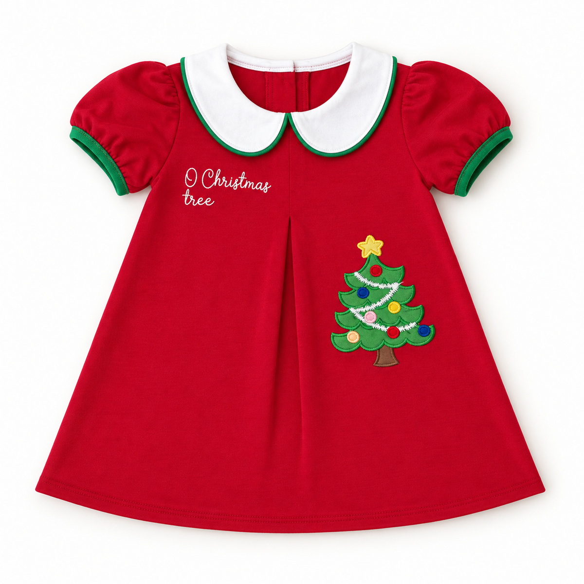 Red Christmas Tree Applique Dress