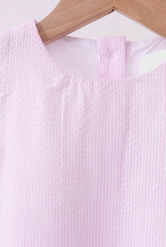 Seersucker Stripe Scalloped Dress