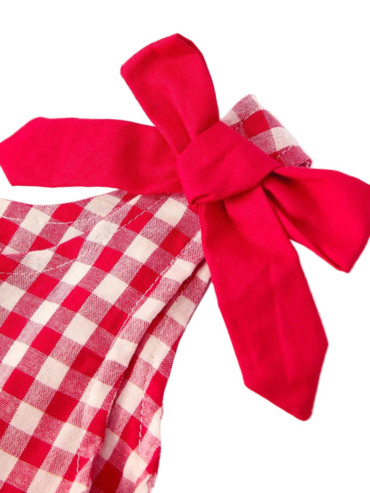 Red Plaid Heart Appliqué Dress