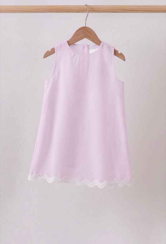 Seersucker Stripe Scalloped Dress