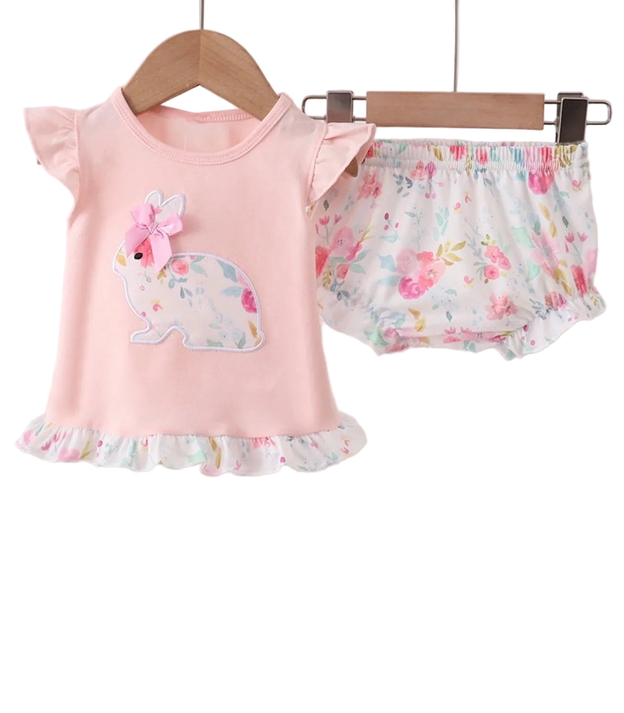 Pink Floral Bunny Bloomer Set