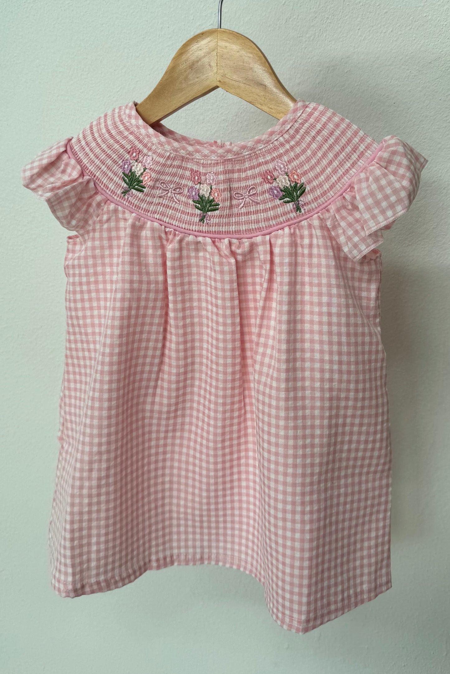 Pink Floral Smocked Dress