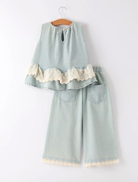 Light Denim Lace Set