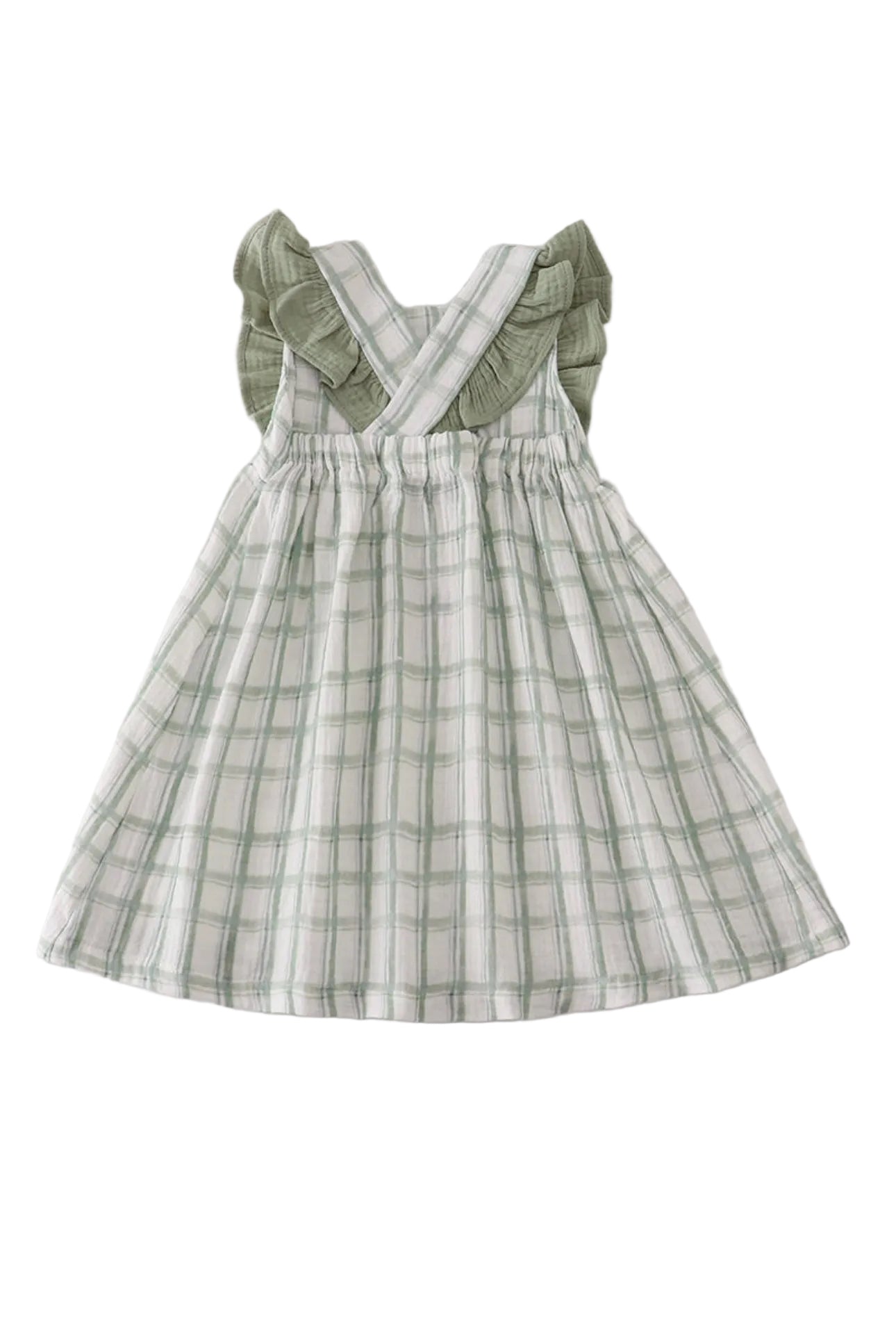 Sage Ruffle Plaid Dress