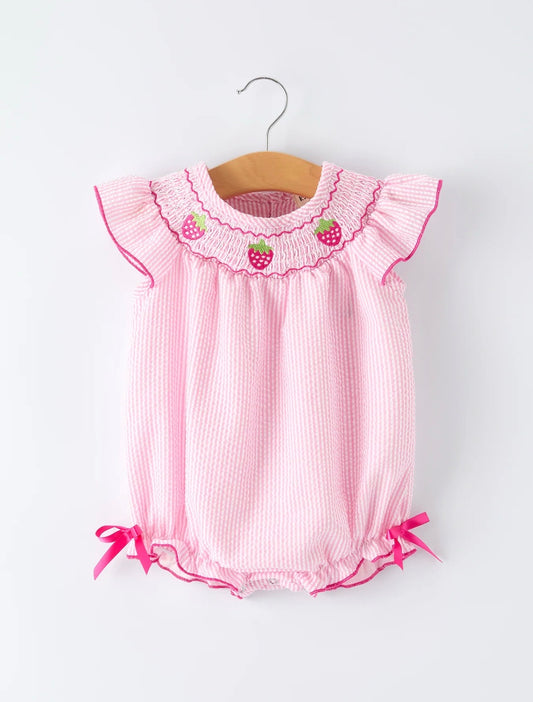 Strawberry Smocked Romper
