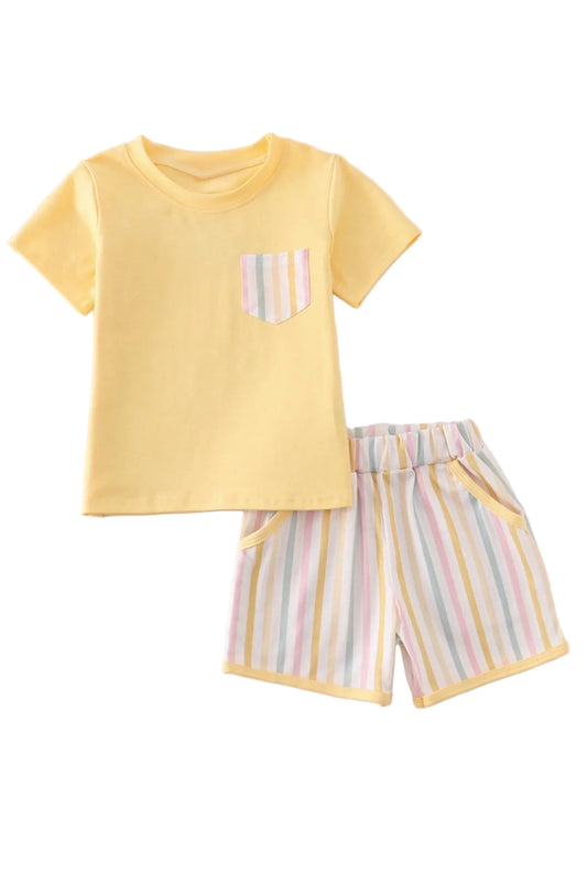 Rainbow Stripe Shorts Set