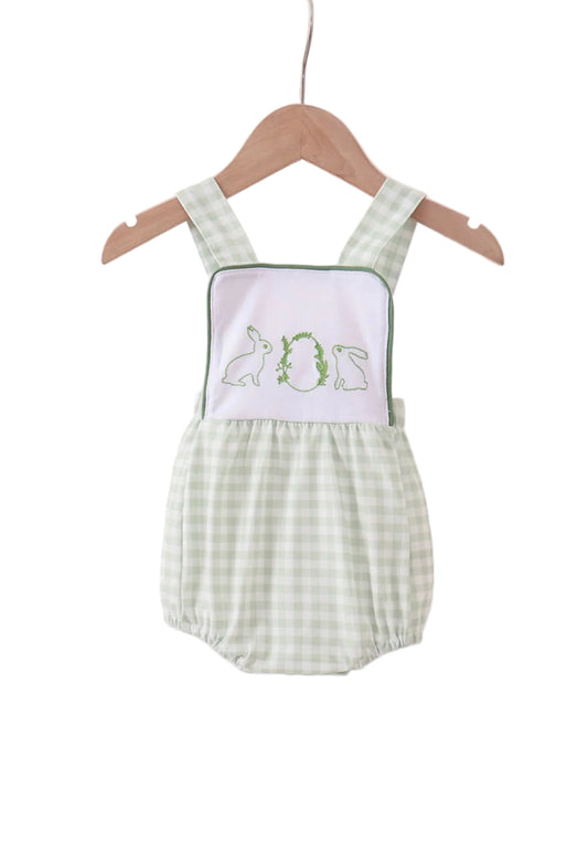 Bunny Embroidered Gingham Bubble
