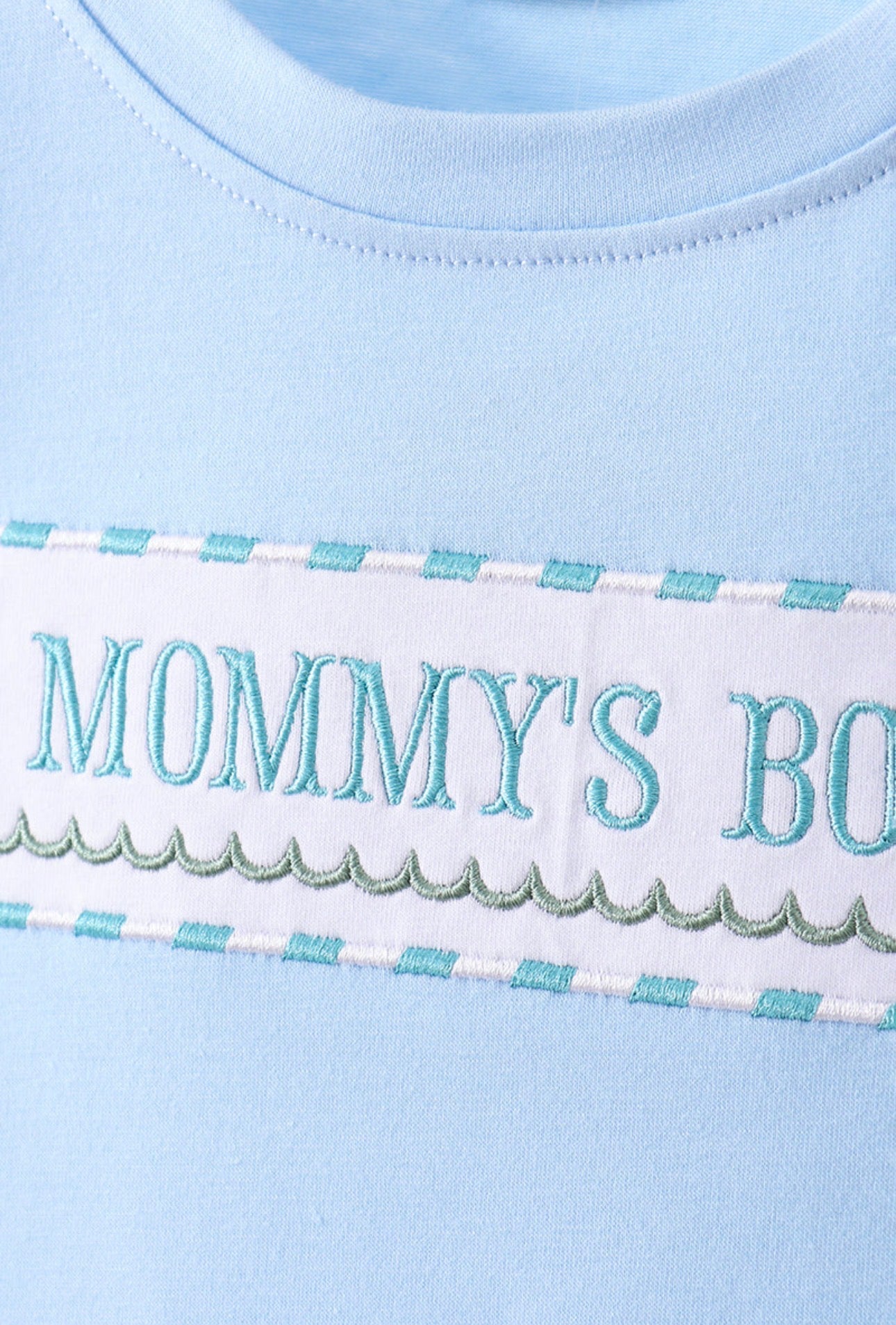 Mommy’s Boy Embroidery Gingham Shorts Set