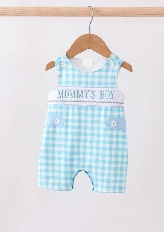 Mommy’s Boy Embroidery Gingham JonJon