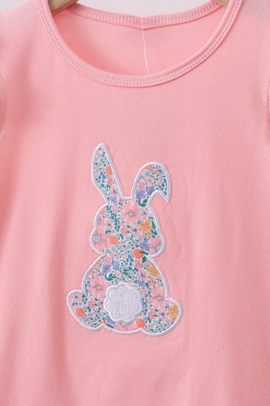 Floral Bunny Apliqué Pink Dress