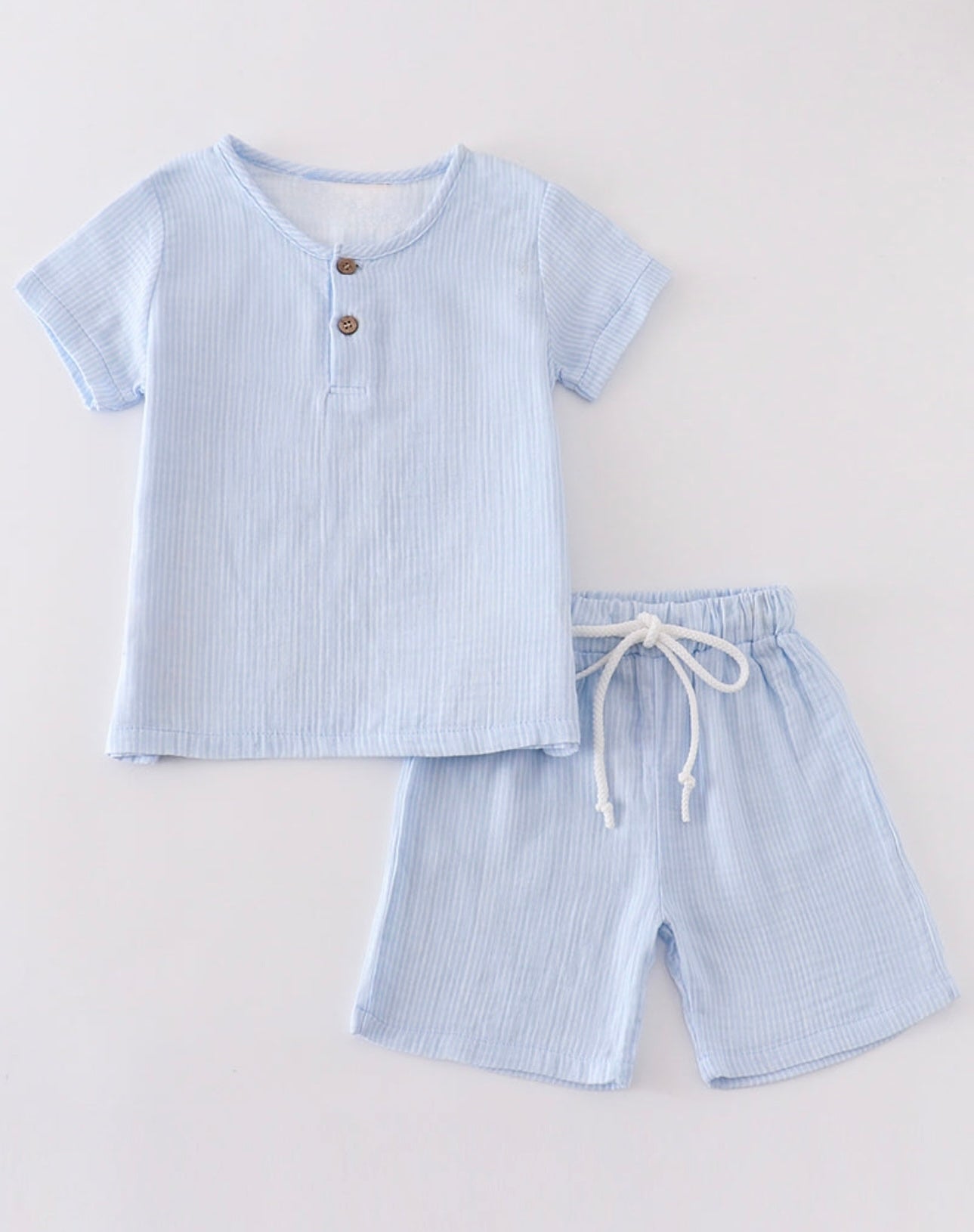 Premium Blue Stripe Boy Shorts Set