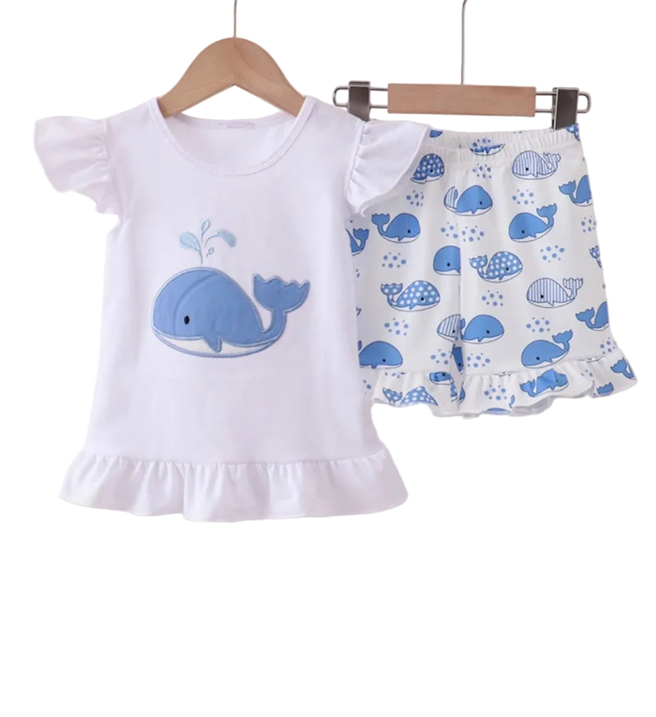 Whale Ruffle Shorts Set