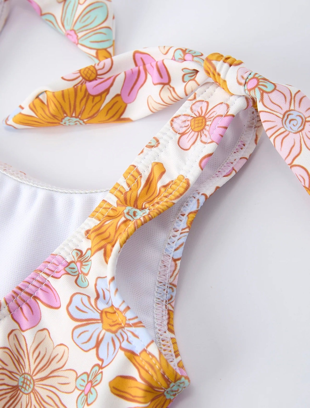 Floral Print Ruffle Leg Swimsuit