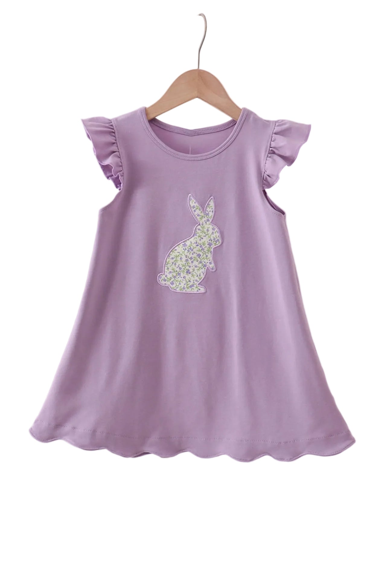 Floral Bunny Apliqué Lavender Dress