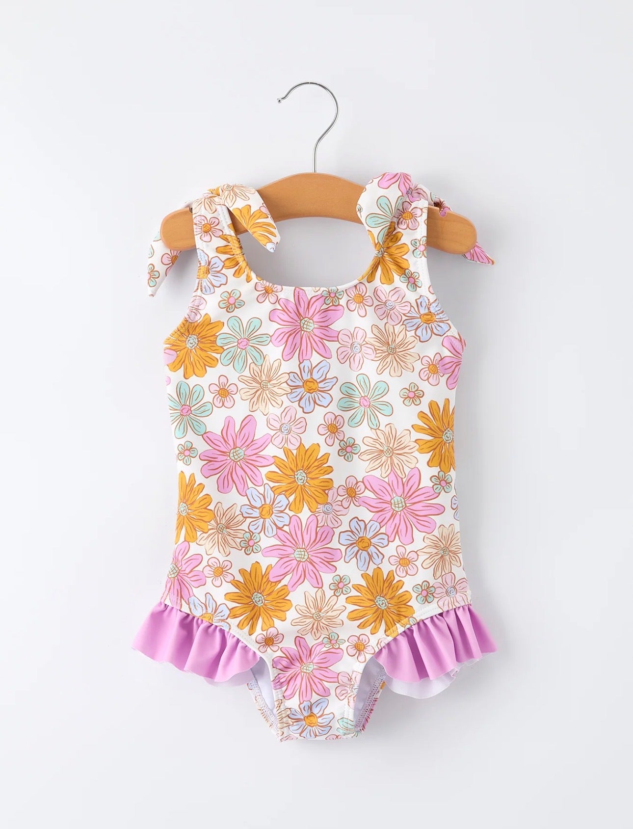 Floral Print Ruffle Leg Swimsuit