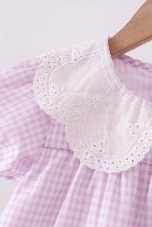 Gingham Lace Ruffle Dress