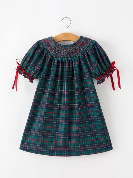 Holiday Plaid Smocked Dress
