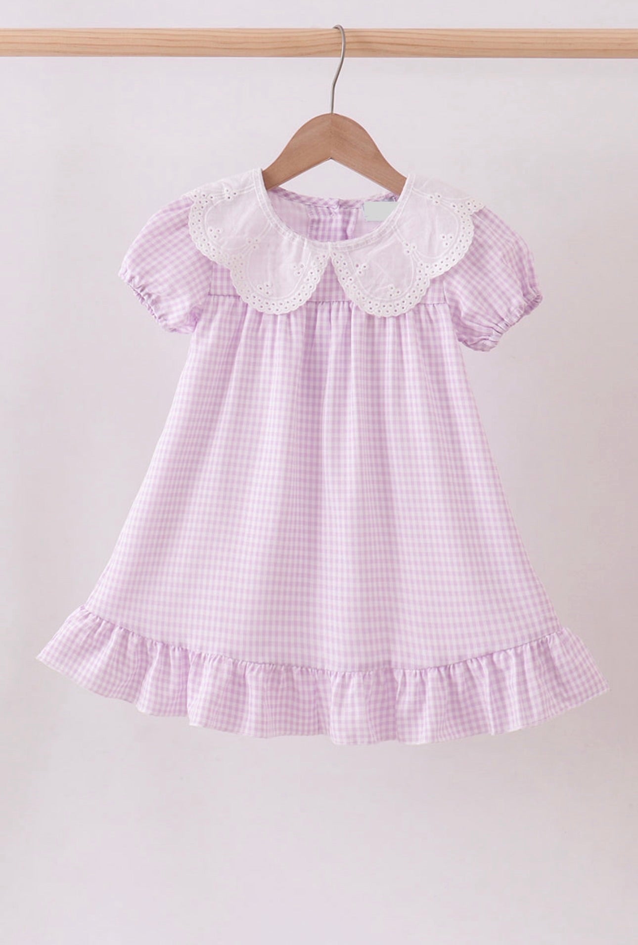 Gingham Lace Ruffle Dress