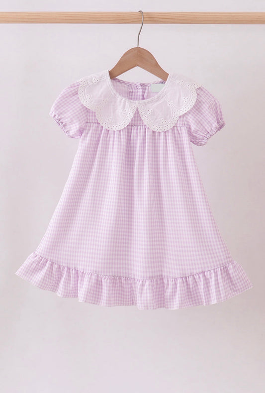 Gingham Lace Ruffle Dress