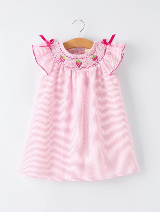 Strawberry Smocked Ruffle Dress