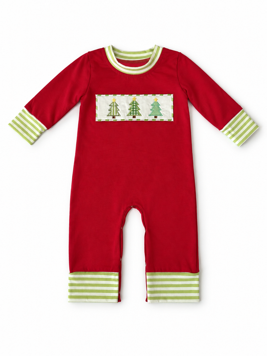 Red Christmas Tree Romper
