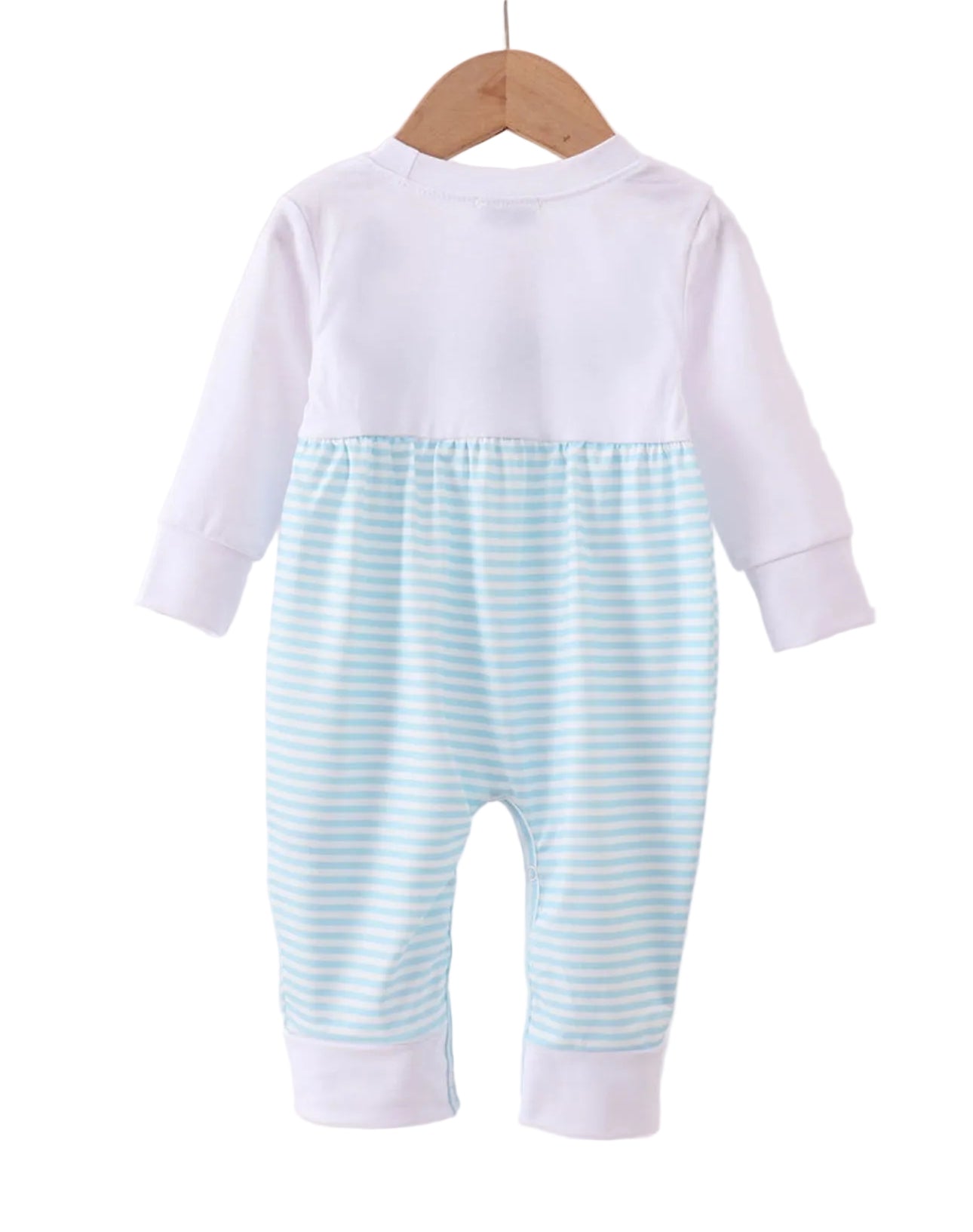 Blue Heart French Knot Romper