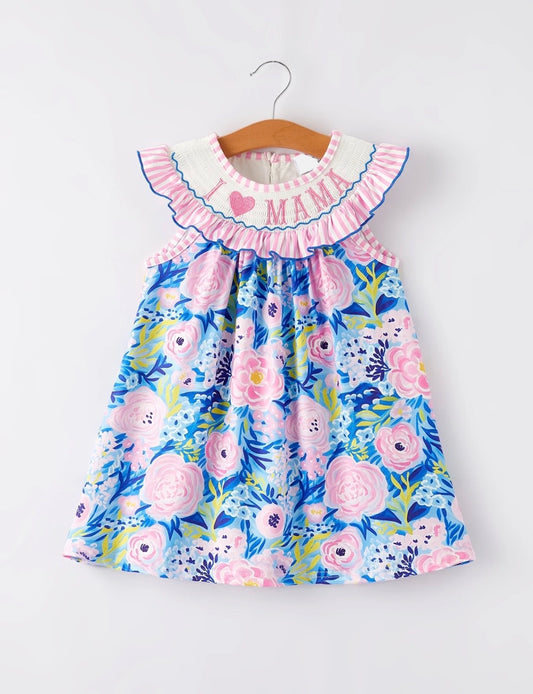 I 🩷 Mama Embroidery Smocking Dress