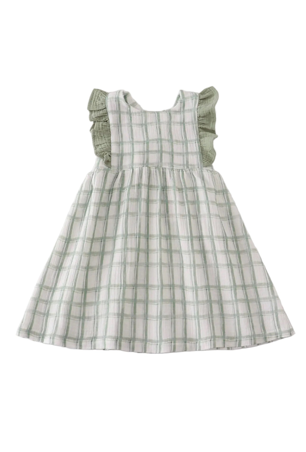 Sage Ruffle Plaid Dress