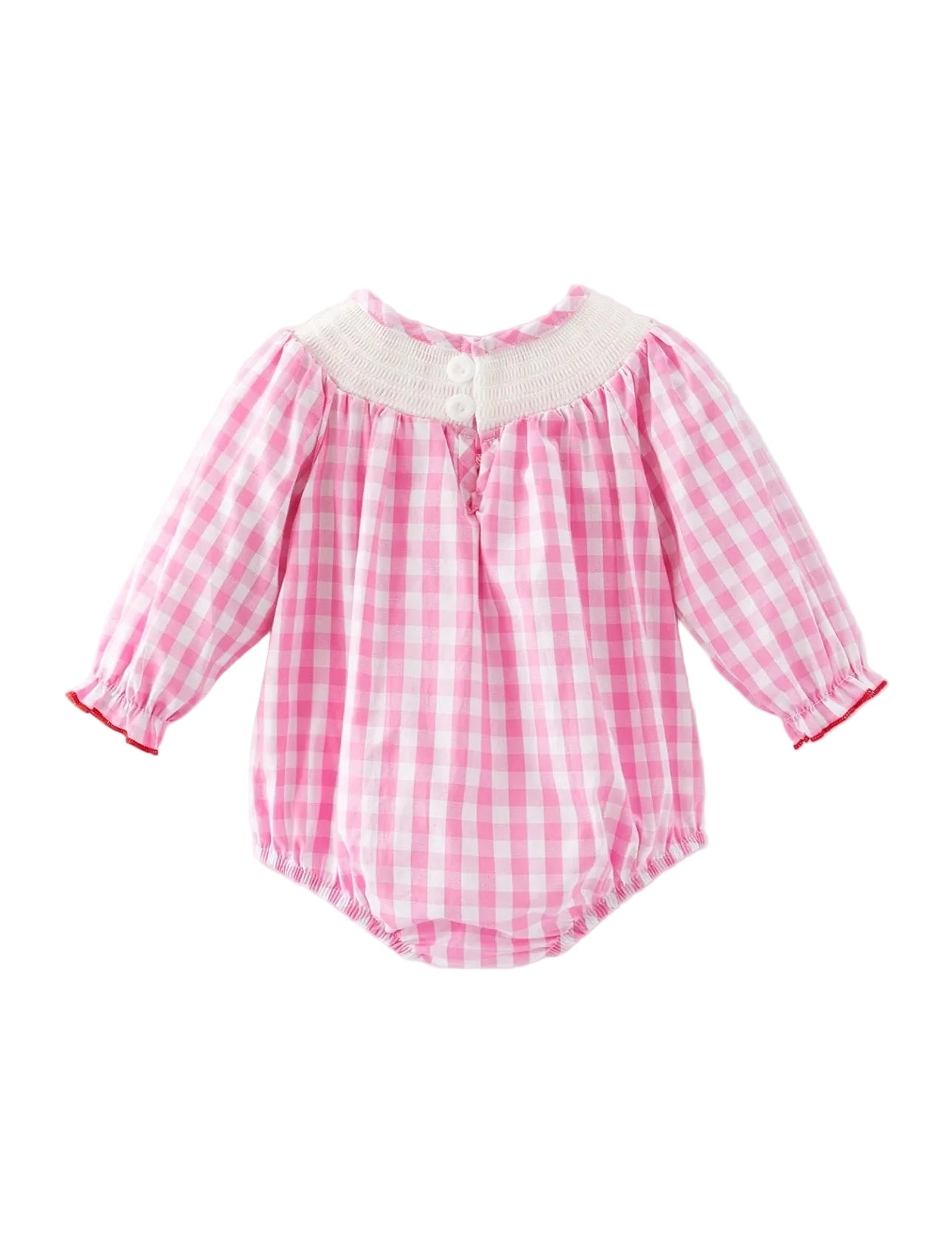 Heart Bow Smocking Embroidered Romper