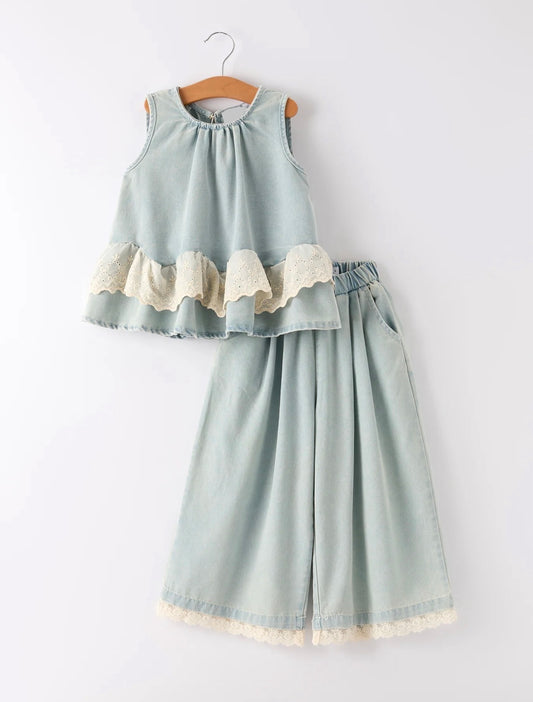 Light Denim Lace Set