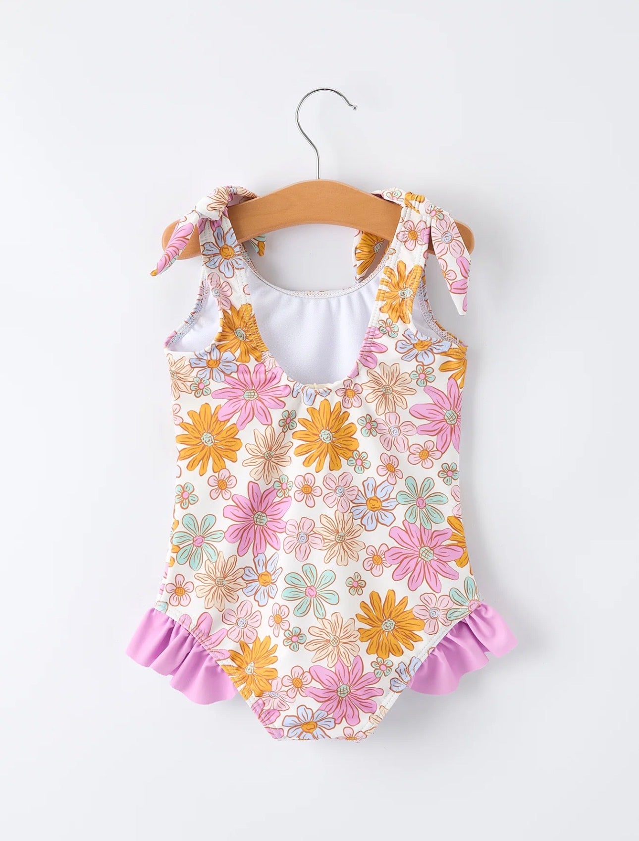 Floral Print Ruffle Leg Swimsuit