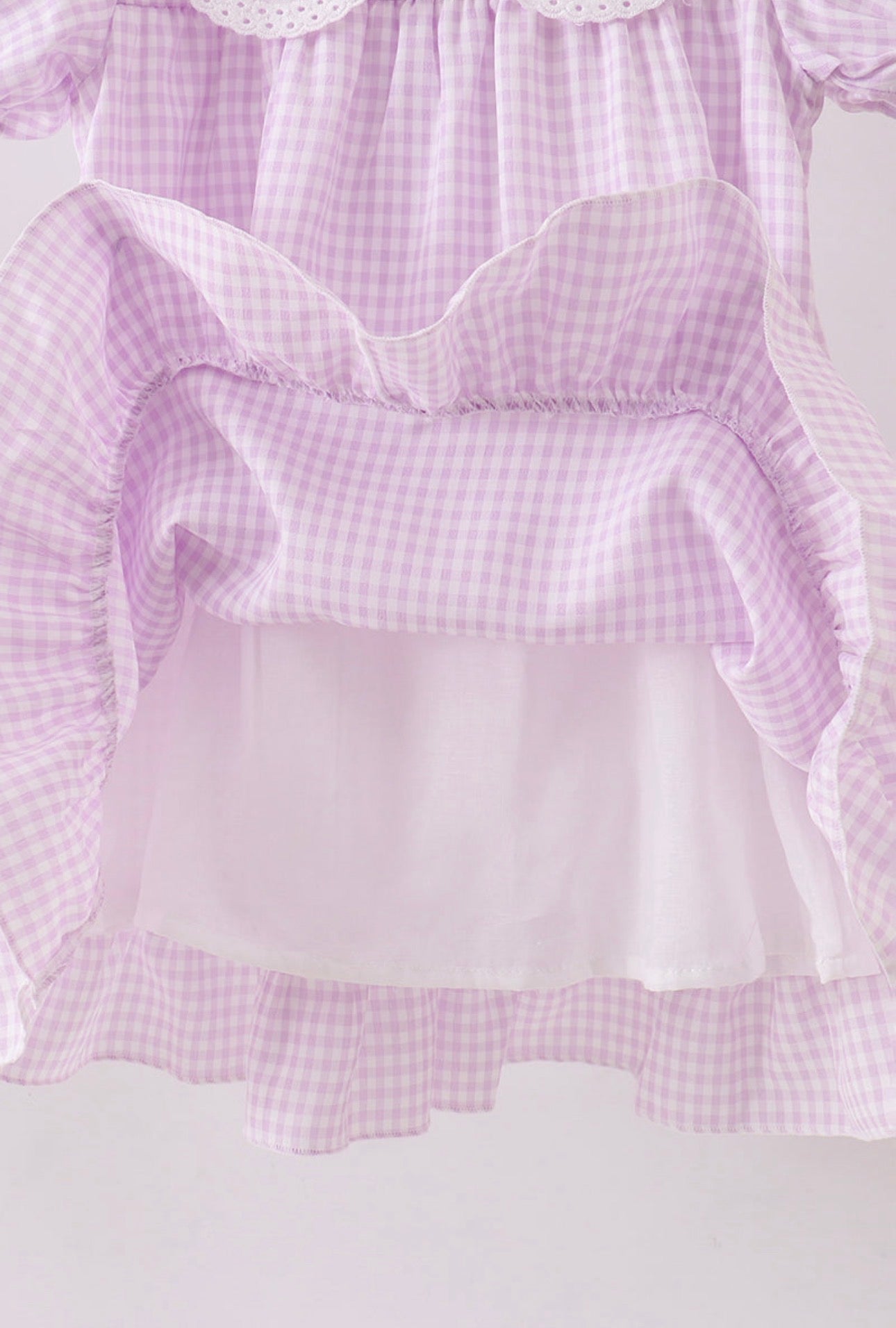 Gingham Lace Ruffle Dress