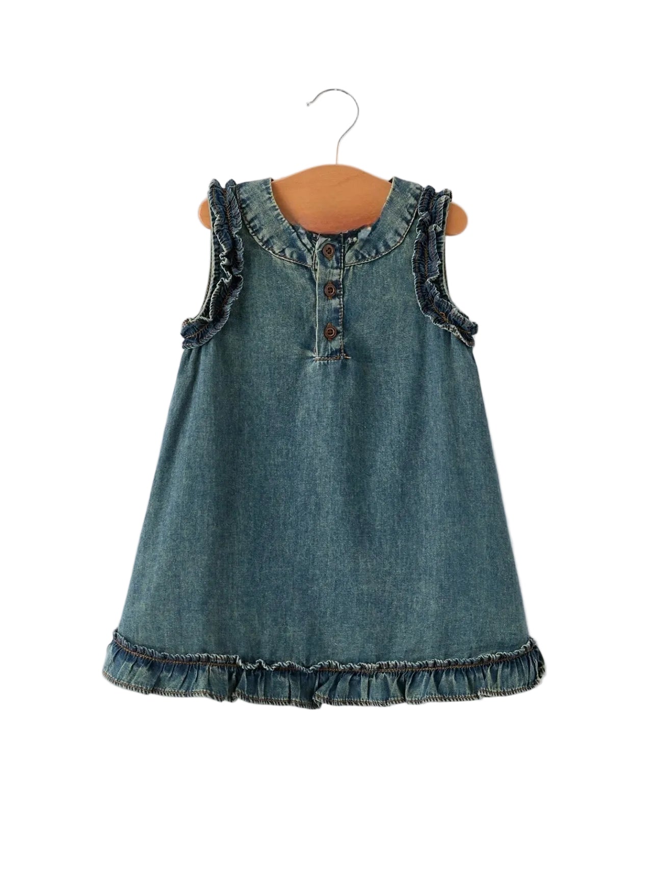 Soft Denim Ruffle Dress
