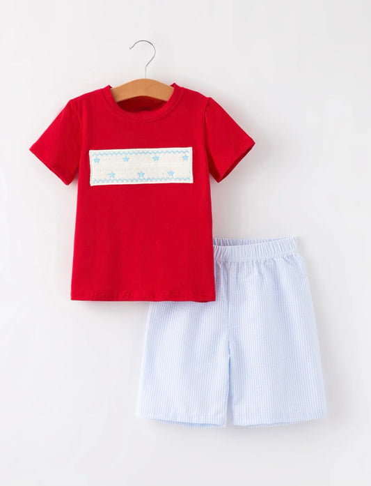 Blue Stars Smocked Set