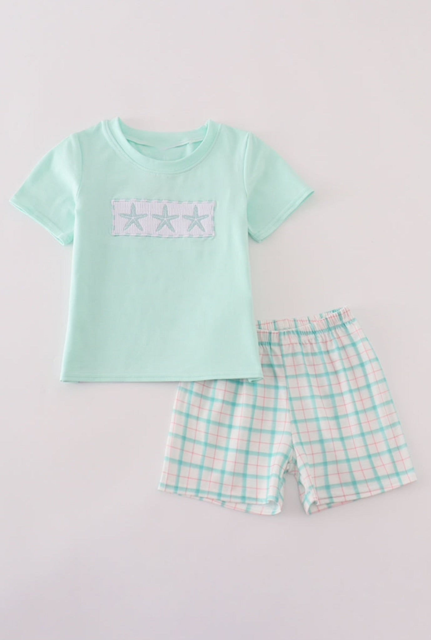 Green Marine Embroidery Smocked Set