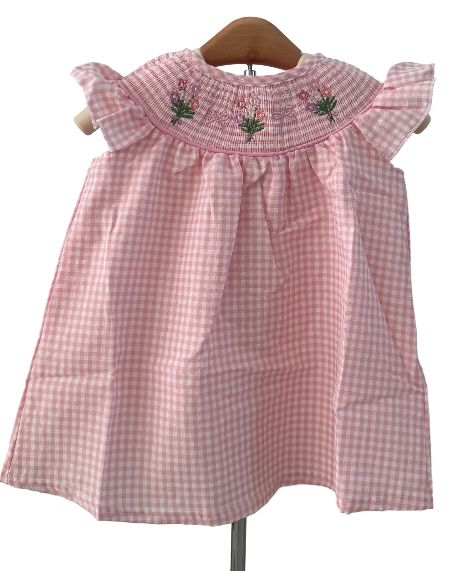 Pink Floral Smocked Dress