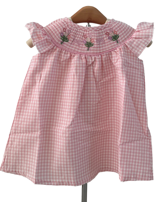 Pink Floral Smocked Dress