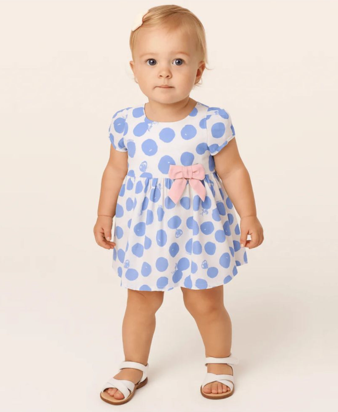 Blue Polka Dot Bodysuit Dress